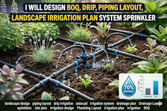 design boq, drip, piping layout, landscape irrigation plan system sprinkler