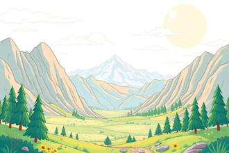 redraw landscape to cartoon vector