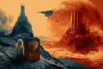 create a stunning cinematic sci fi book cover illustration