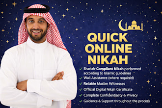 be an online nikah imam for reverts with wali, witness and provide certificate