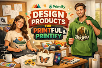 create professional print on demand designs for printful and printify