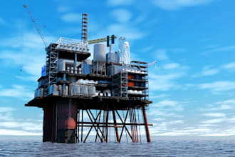 design 3d oil rig, refinery and gas processing plant models and renders