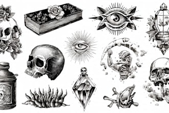 draw aesthetic old school tattoo design