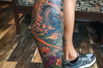 create a tattoo design for leg sleeve