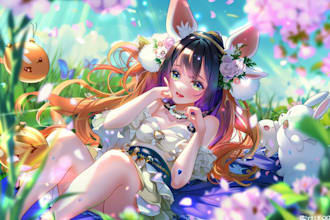 draw kawaii anime illustration, vtuber fanarts for spring gift