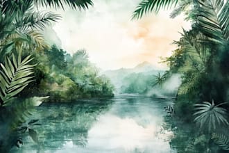 draw a watercolor landscape illustration