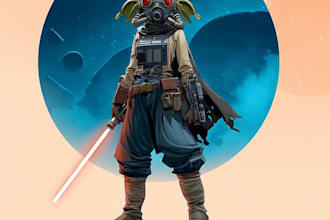 create cinematic star wars inspired sci fi character art