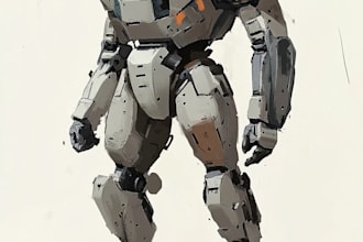 draw anime style mecha robot illustrations