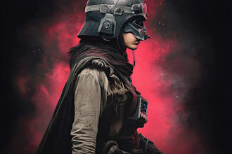 epic sci fi star wars inspired character art digital illustration