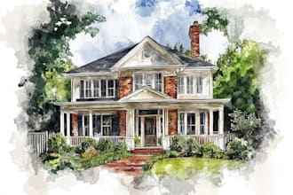 hand draw architectural home building portrait