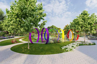 reimagine community playground,inclusive resort landscape, vr park layout render