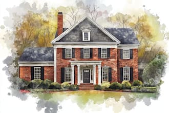 paint a house in watercolors