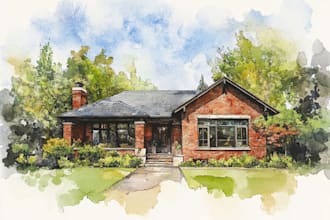 draw a watercolor house painting