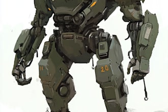 make anime style mecha robot illustrations