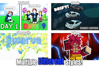 create viral high CTR roblox game thumbnails and icons
