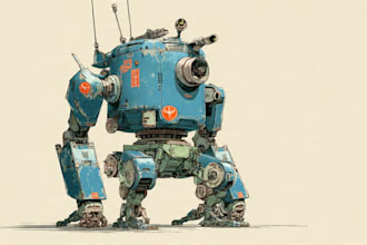 create retro mecha or scifi gundam art