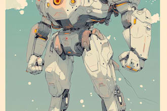 do anime style mecha robot illustrations