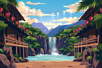 create vector illustration for landscapes and objects