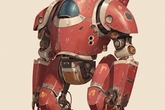 draw anime style mecha robot illustrations