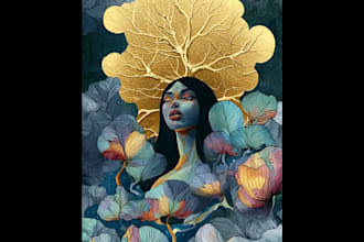 hand paint professional surrealist watercolor artwork