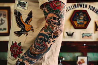 create american traditional tattoo style design