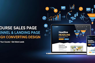 design online course sales page, landing page and funnel for course launch