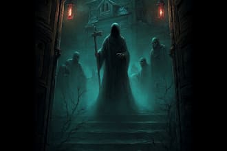 do a creepy and dark horror art illustration