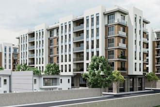 retrofit 3d reinforced concrete building,redesign tropical facade, modern style