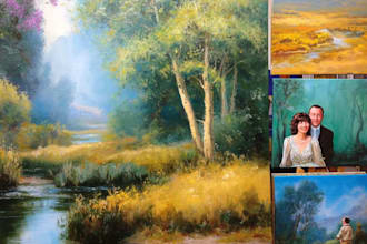 make artistic oil painting on oil canvas