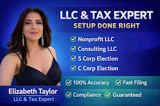 do nonprofit setup, consulting llc, s corp llc election and c corp llc election