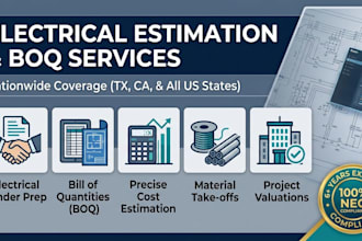 prepare electrical plan, boq, cost estimate, in texas, ca, and any US state