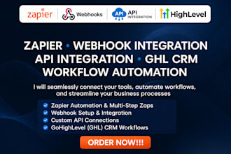 setup zapier, webhook integration, API integration, ghl crm, workflow automation