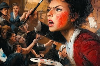 make artistic oil painting on oil canvas