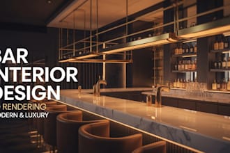 design bar restaurant interior with 3d rendering to attract clients