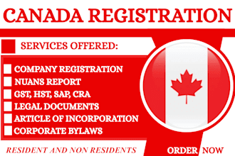 do canada company registration, incorporation legal, gst, hst