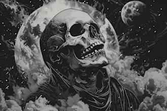 draw black, doom, death and occult illustration for band