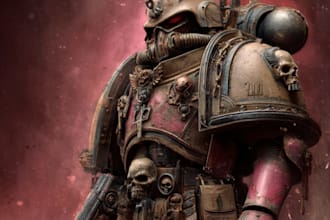draw detailed warhammer 40k character in grimdark style