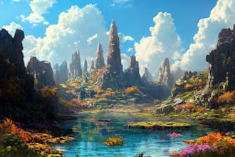create fantasy landscape illustrations