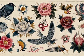 create a traditional style tattoo or illustration for you