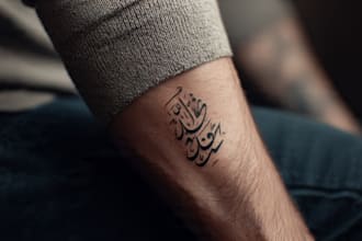 create arabic and persian minimal calligraphy tattoo