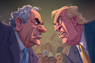 illustrate humorous political portraits and cartoons