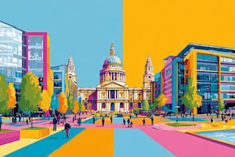 draw awesome pop art landscape building landmark from photos
