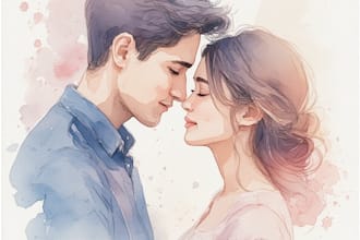 create watercolor couple portraits