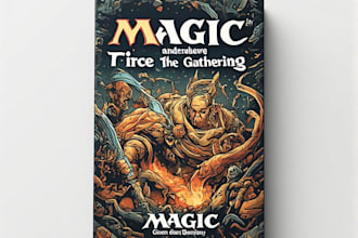 design unique fantasy card game illustration design with tcg mtg magic card box