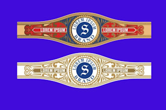 design premium vintage cigar band, logo, label and cigar box design