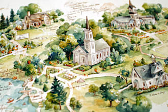 do custom watercolor wedding map