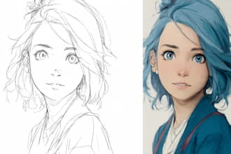 sketch characters into anime style