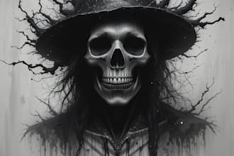 create dark art, horror or skull artworks illustration
