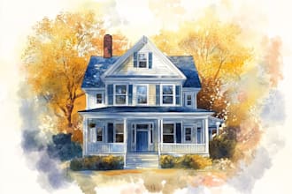 watercolor a house portrait