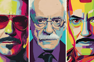 illustrate a superhero pop art portraits